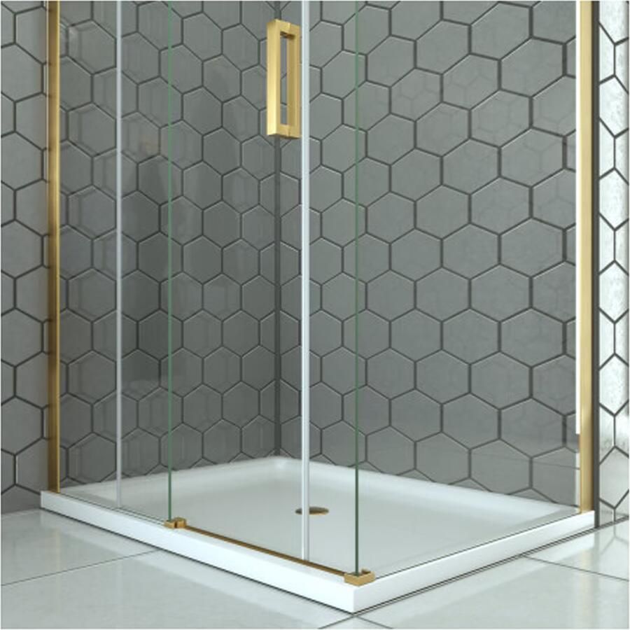 SaniClear Douchecabine Supreme | 100x80x200 cm | 1 Schuifdeur | Geborsteld messing