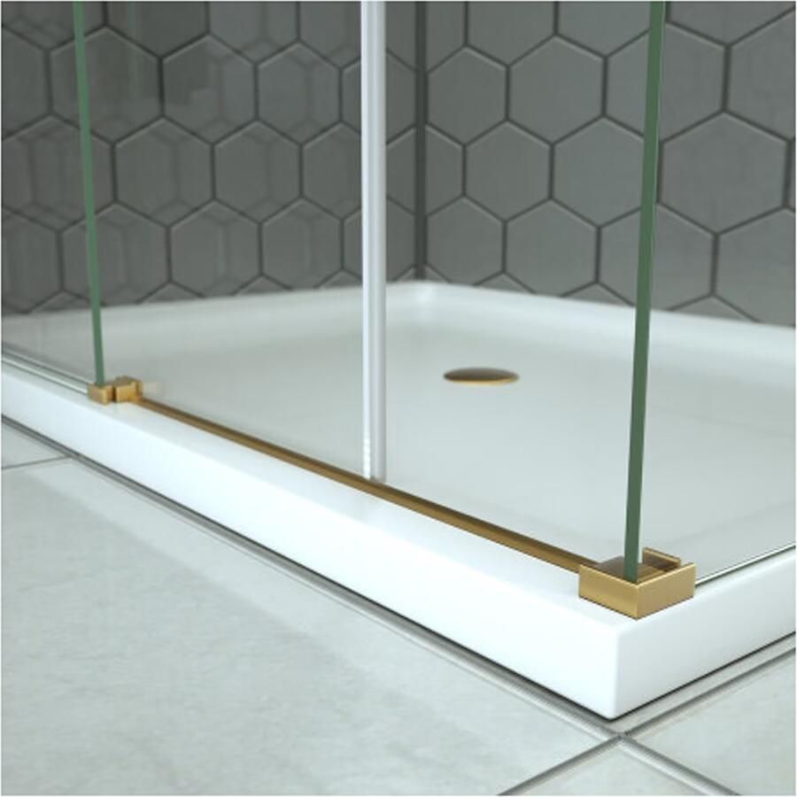 SaniClear Douchecabine Supreme | 100x90x200 cm | 1 Schuifdeur | Geborsteld messing