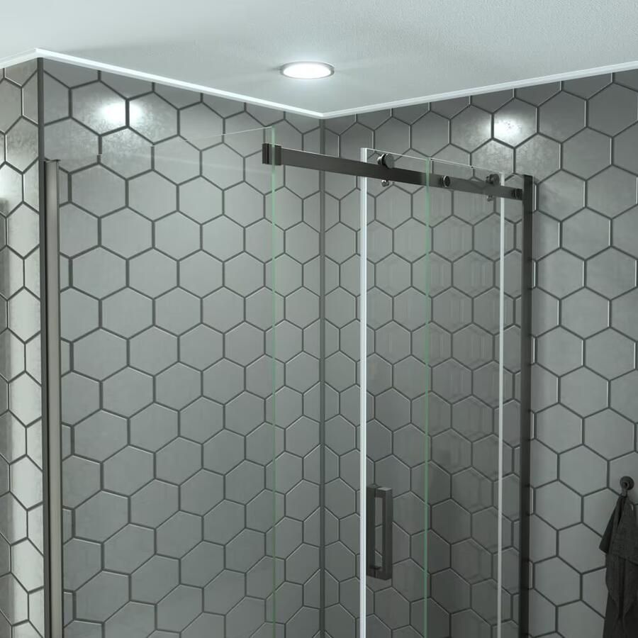 SaniClear Douchecabine Supreme | Anti-kalk | 100x90x200 cm | 1 Schuifdeur | Verouderd ijzer gunmetal - Foto 2