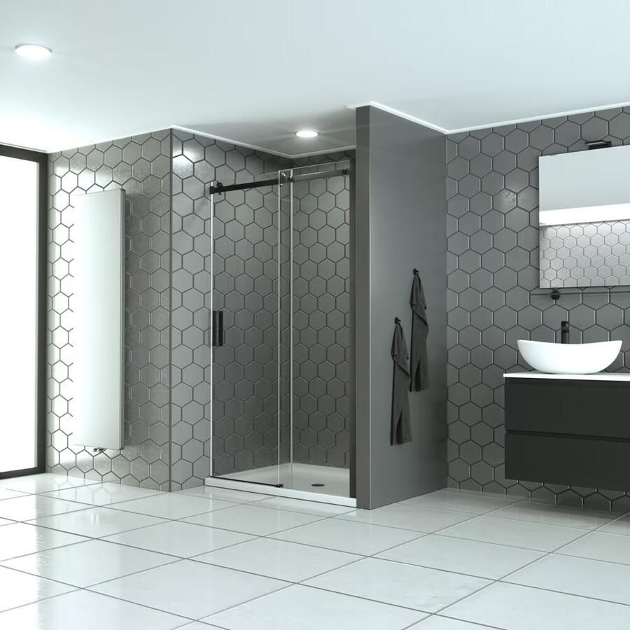 SaniClear Douchecabine Supreme | Anti-kalk | 90-100x200 cm | 1 Schuifdeur | Verouderd ijzer gunmetal