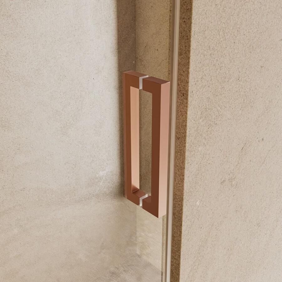 SaniClear Douchedeur Modern | 70x200 cm | Helder glas | Geborsteld koper beslag - Foto 2