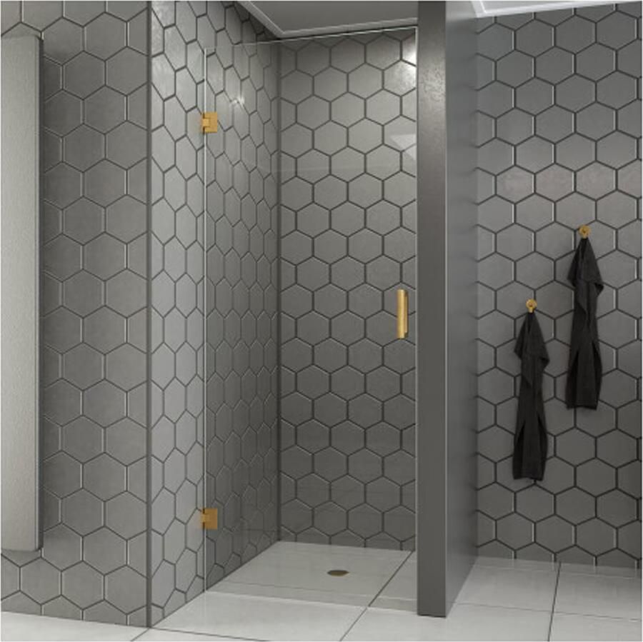 SaniClear Douchedeur Modern | 80x200 cm | Helder glas | Geborsteld messing beslag - Foto 2