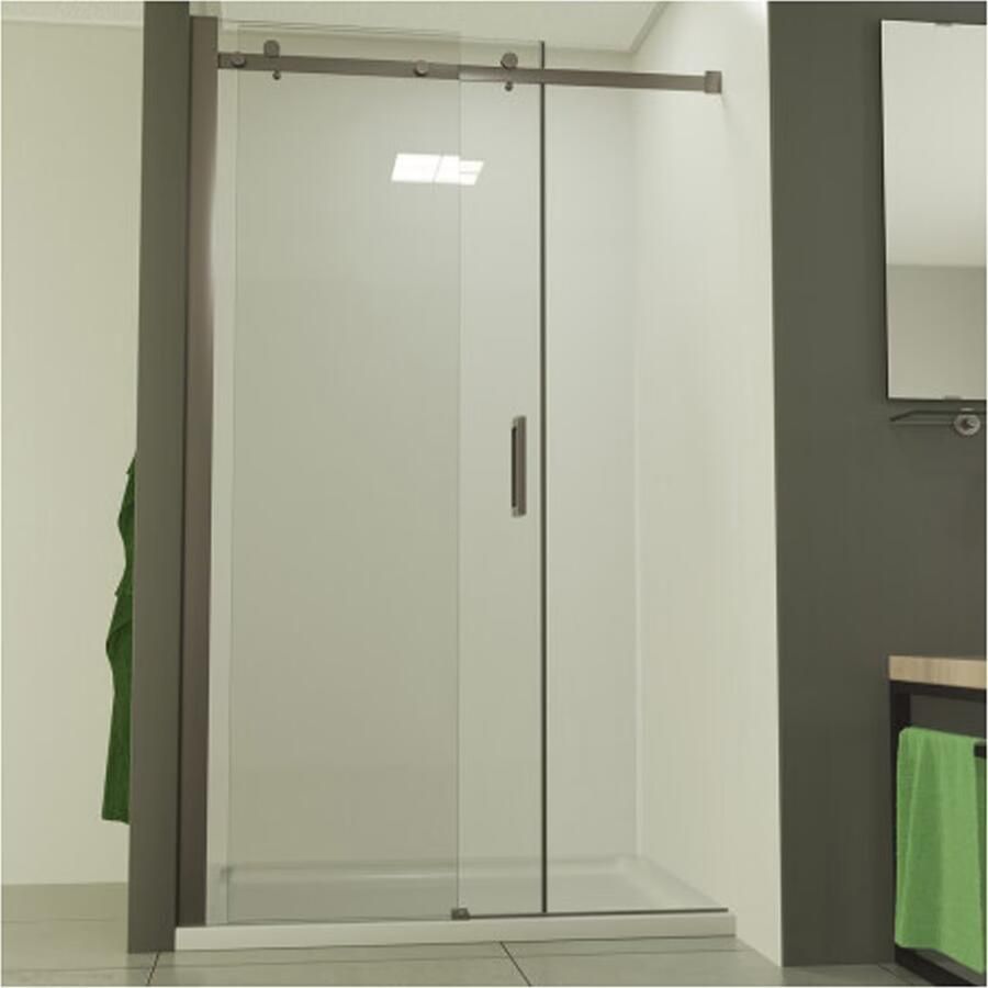 SaniClear Douchedeur Supreme | 90-100x200 cm | 1 Schuifdeur | Helder glas | Rvs look beslag