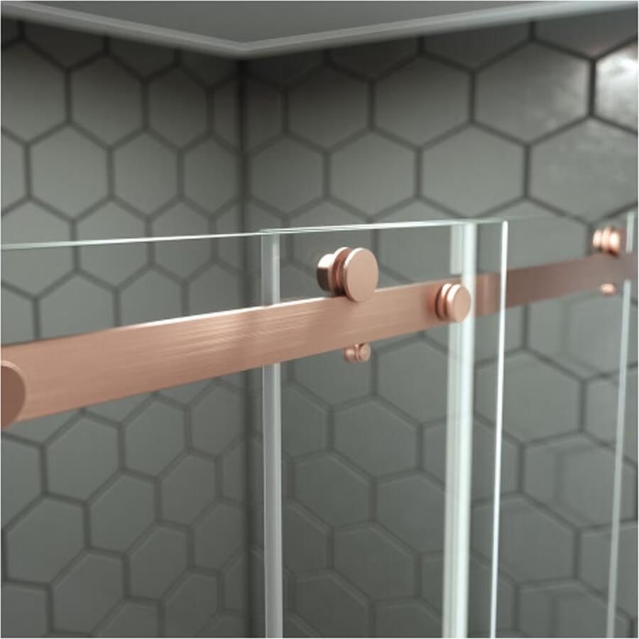 SaniClear Douchedeur Supreme | 90-100x200 cm | Helder glas | Geborsteld koper beslag