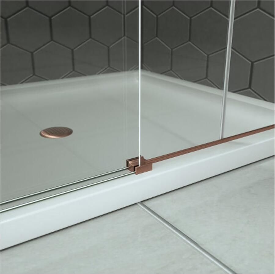 SaniClear Douchedeur Supreme | 90-100x200 cm | Helder glas | Geborsteld koper beslag - Foto 2