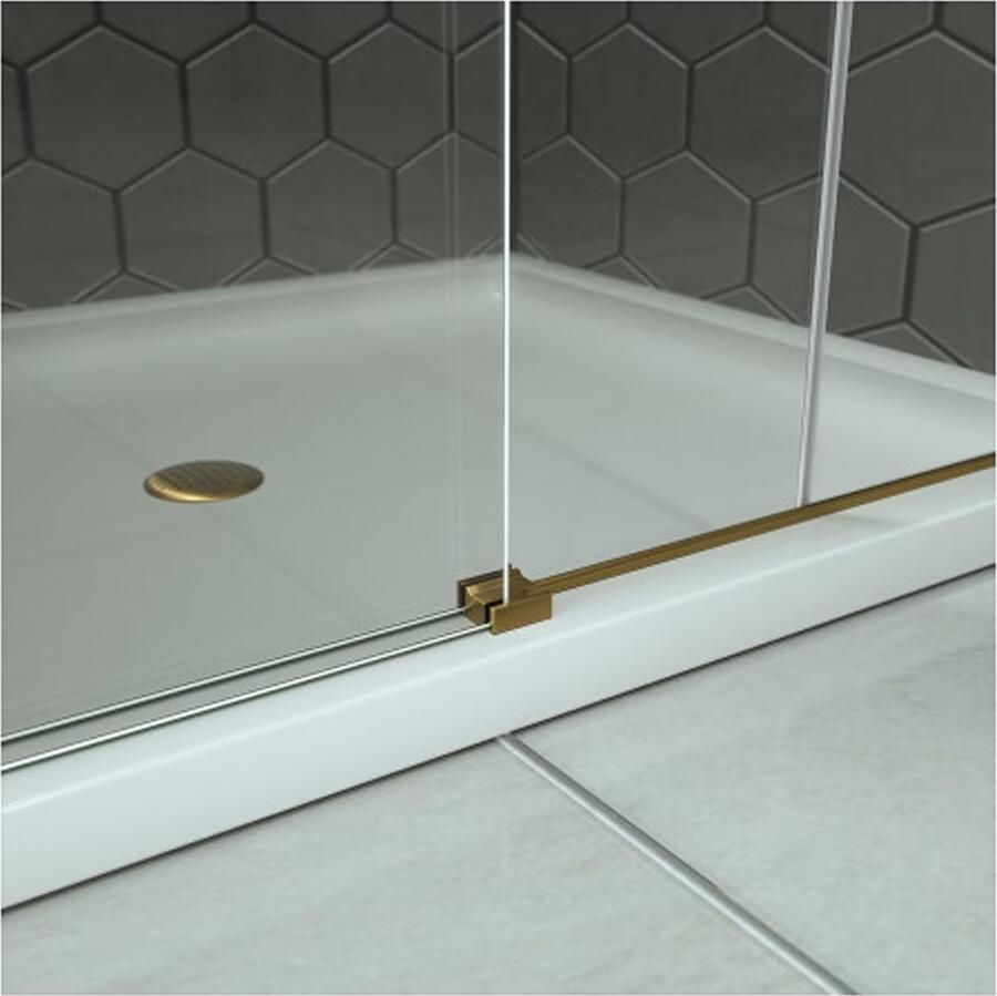 SaniClear Douchedeur Supreme | 90-100x200 cm | Helder glas | Geborsteld messing beslag - Foto 2