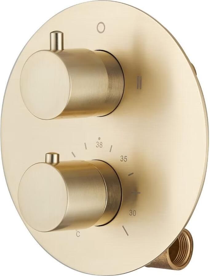 SaniClear Douchekraan Brass | Inbouw | Mengkraan | Incl.Inbouwdeel | 2-weg | Rond | Goud mat - Foto 3