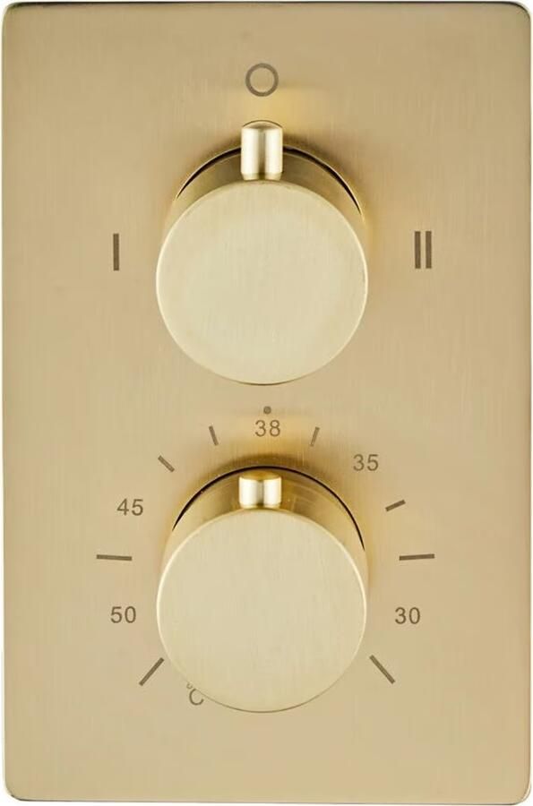 SaniClear Douchekraan Brass | Inbouw | Thermostaatkraan | Incl.Inbouwdeel | 2-weg | Rond | Goud mat - Foto 2