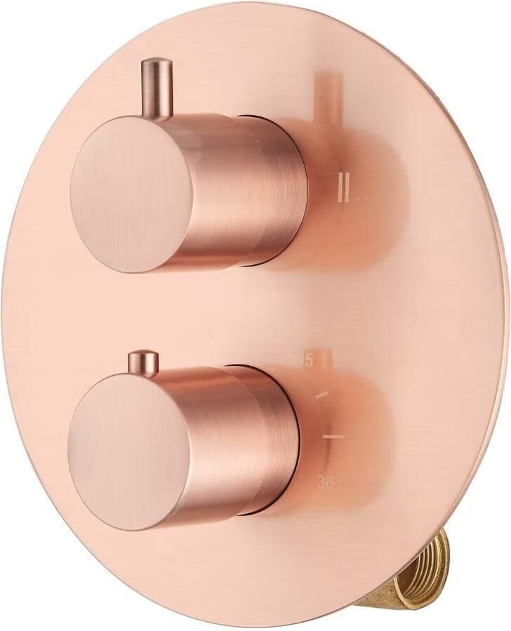 SaniClear Douchekraan Copper | Inbouw | Mengkraan | Incl.Inbouwdeel | 2-weg | Rond | Geborsteld koper