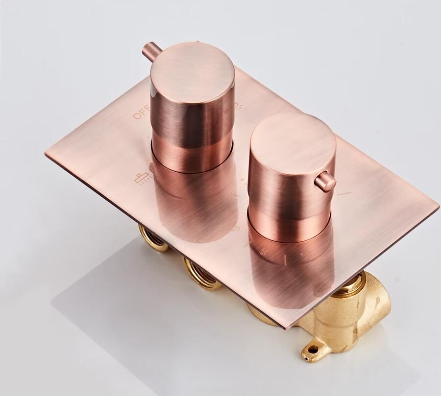 SaniClear Douchekraan Copper | Inbouw | Thermostaatkraan | Incl.Inbouwdeel | 2-weg | Rond | Geborsteld koper - Foto 3