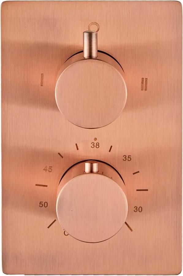 SaniClear Douchekraan Copper | Inbouw | Thermostaatkraan | Incl.Inbouwdeel | 2-weg | Rond | Geborsteld koper