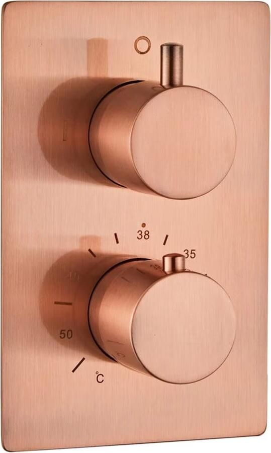 SaniClear Douchekraan Copper | Inbouw | Thermostaatkraan | Incl.Inbouwdeel | 2-weg | Rond | Geborsteld koper - Foto 2