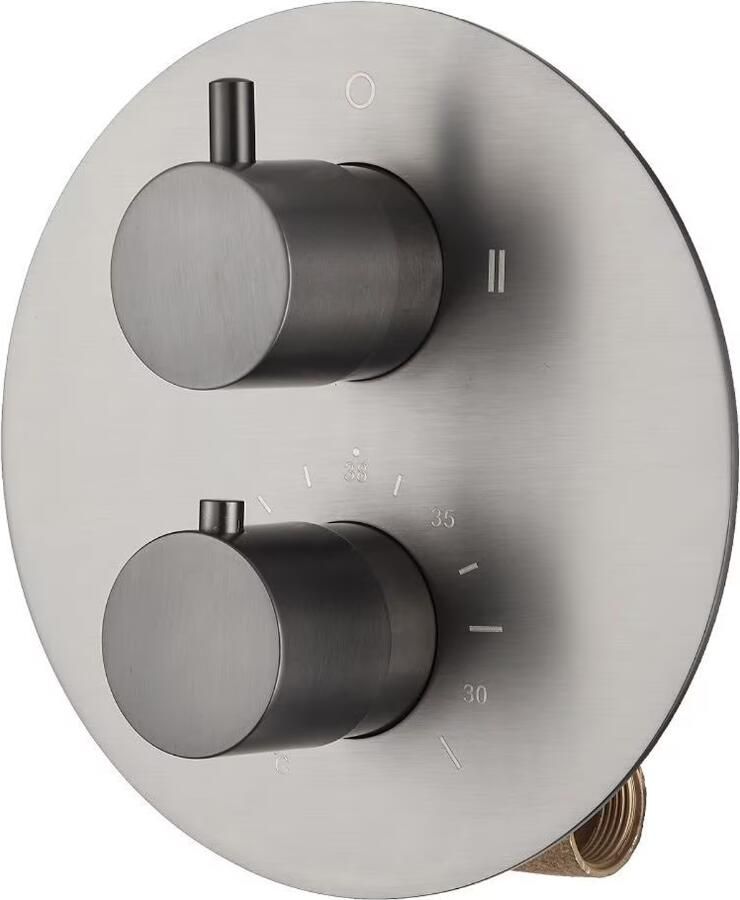 SaniClear Douchekraan Iron | Inbouw | Mengkraan | Incl.Inbouwdeel | 2-weg | Rond | Verouderd ijzer gunmetal - Foto 3