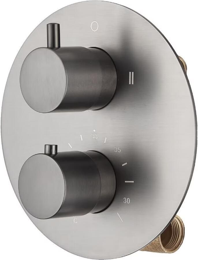 SaniClear Douchekraan Iron | Inbouw | Mengkraan | Incl.Inbouwdeel | 2-weg | Rond | Verouderd ijzer gunmetal - Foto 2