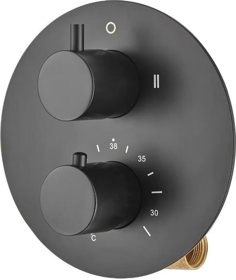 SaniClear Douchekraan Nero | Inbouw | Mengkraan | Incl.Inbouwdeel | 2-weg | Rond | Mat zwart - Foto 2