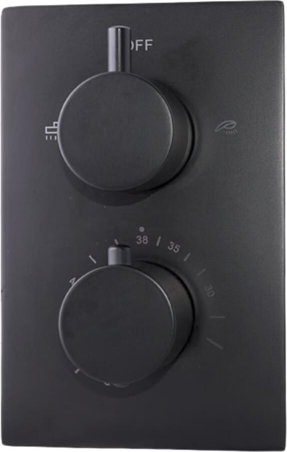 SaniClear Douchekraan Nero | Inbouw | Thermostaatkraan | Incl.Inbouwdeel | 2-weg | Rond | Mat zwart - Foto 3