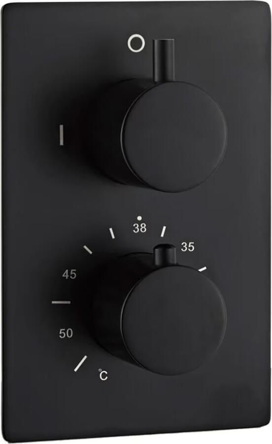 SaniClear Douchekraan Nero | Inbouw | Thermostaatkraan | Incl.Inbouwdeel | 2-weg | Rond | Mat zwart - Foto 2