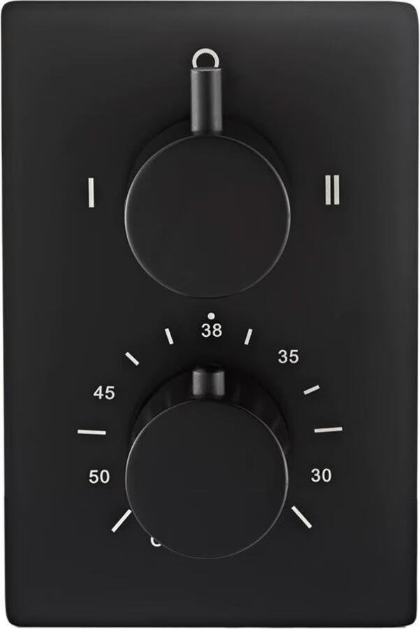 SaniClear Douchekraan Nero | Inbouw | Thermostaatkraan | Incl.Inbouwdeel | 2-weg | Rond | Mat zwart