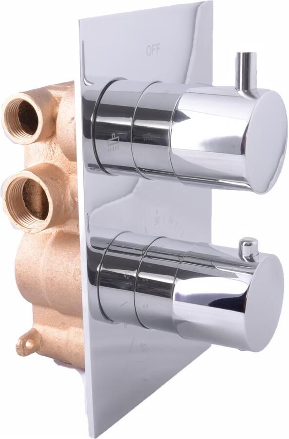 SaniClear Douchekraan Shine | Inbouw | Thermostaatkraan | Incl.Inbouwdeel | 2-weg | Rond | Chroom - Foto 2