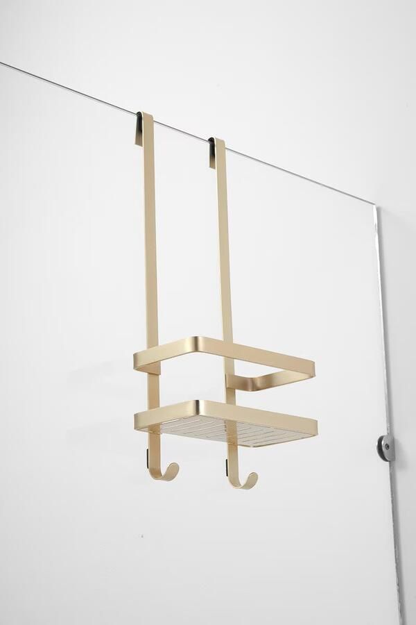 SaniClear Doucherek Brass | Aan douchewand | 52x23x12 cm | Messing | Rechthoek | Geborsteld messing mat goud - Foto 3