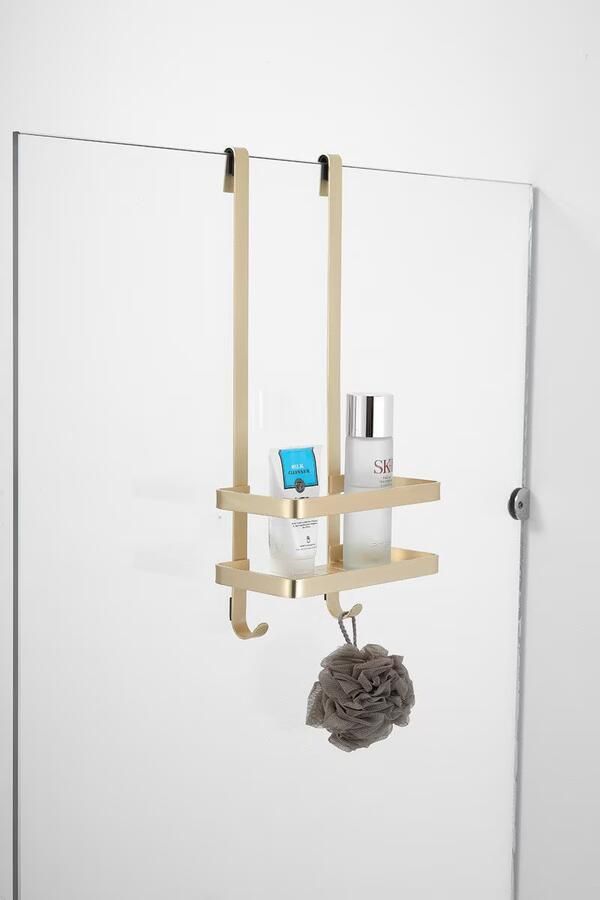 SaniClear Doucherek Brass | Aan douchewand | 52x23x12 cm | Messing | Rechthoek | Geborsteld messing mat goud