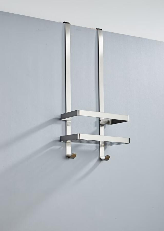 SaniClear Doucherek Inox | Aan douchewand | 52x23x12 cm | Messing | Rechthoek | RVS look