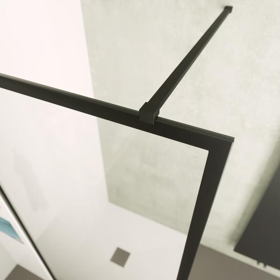 SaniClear Douchewand Block | 100x200 cm | Helder glas | Mat zwart beslag - Foto 3