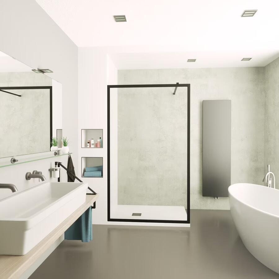 SaniClear Douchewand Block | 120x200 cm | Helder glas | Mat zwart beslag - Foto 3