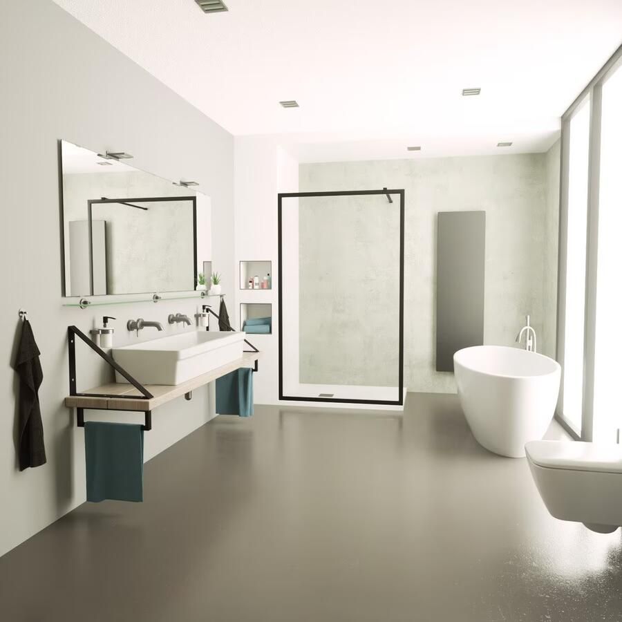 SaniClear Douchewand Block | 120x200 cm | Helder glas | Mat zwart beslag - Foto 2