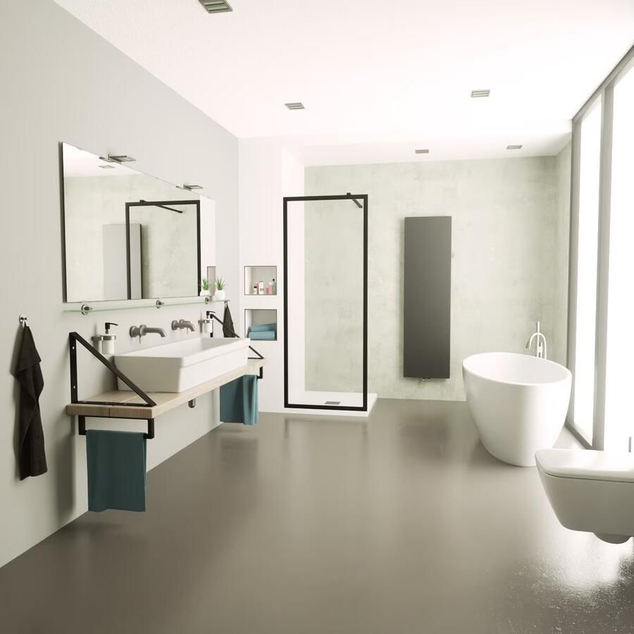 SaniClear Douchewand Block | 80x200 cm | Helder glas | Mat zwart beslag - Foto 3