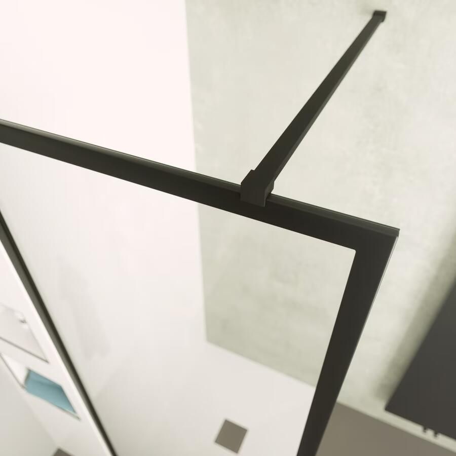 SaniClear Douchewand Block | 80x200 cm | Helder glas | Mat zwart beslag - Foto 2