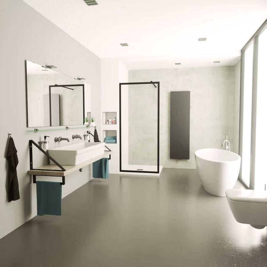 SaniClear Douchewand Block | 90x200 cm | Helder glas | Mat zwart beslag