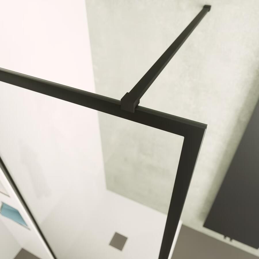 SaniClear Douchewand Block | 90x200 cm | Helder glas | Mat zwart beslag - Foto 2