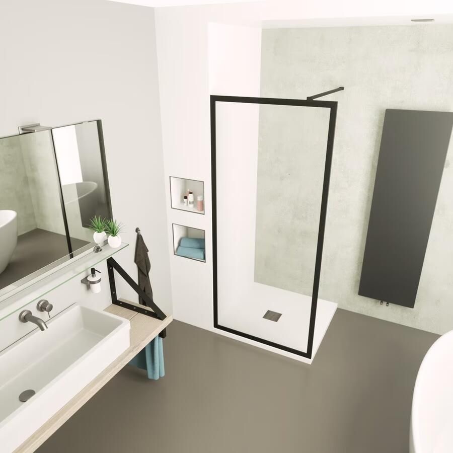 SaniClear Douchewand Block | 90x200 cm | Helder glas | Mat zwart beslag - Foto 3