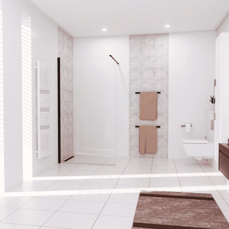 SaniClear Douchewand Redro | 120x200 cm | Helder glas | Mat zwart beslag