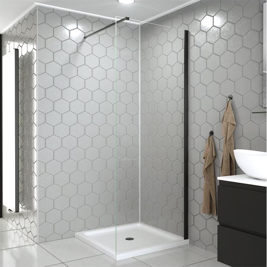 SaniClear Douchewand Redro | 120x200 cm | Helder glas | Rvs look beslag - Foto 2