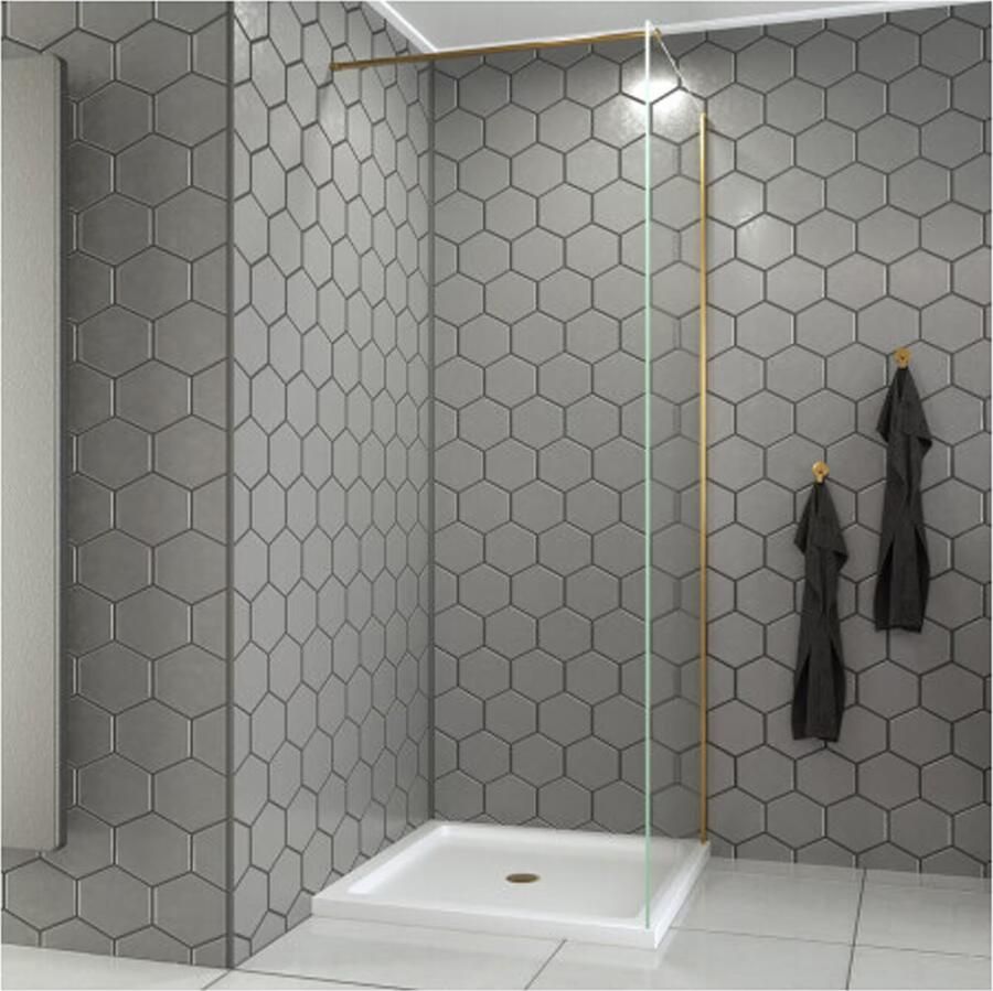 SaniClear Douchewand Redro Brass | 100x200 cm | Helder glas | Geborsteld messing beslag - Foto 2