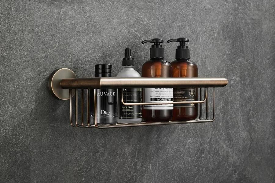 SaniClear Flaconhouder Antique | Wandmontage | 25x9x13 cm | Messing | Rechthoek | Verouderd messing - Foto 3