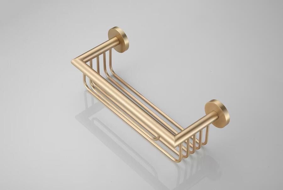 SaniClear Flaconhouder Brass | Wandmontage | 25x9x13 cm | Messing | Rechthoek | Geborsteld messing Mat goud - Foto 2