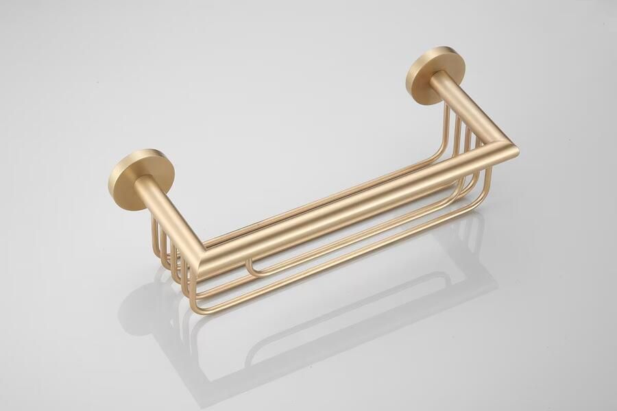 SaniClear Flaconhouder Brass | Wandmontage | 25x9x13 cm | Messing | Rechthoek | Geborsteld messing Mat goud - Foto 3