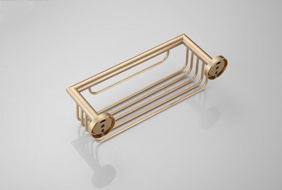 SaniClear Flaconhouder Brass | Wandmontage | 25x9x13 cm | Messing | Rechthoek | Geborsteld messing Mat goud