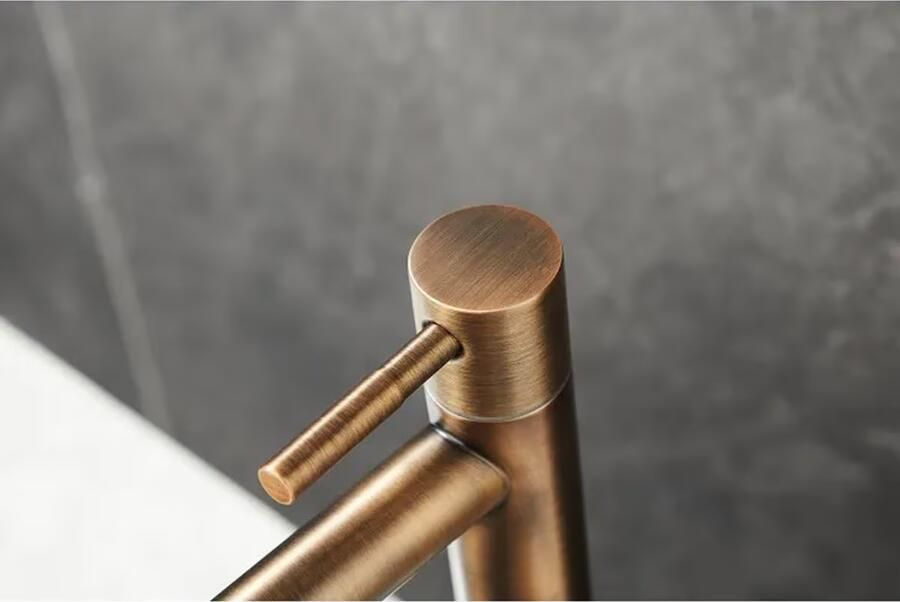 SaniClear Fonteinkraan Antique | Opbouw | Koudwater kraan | Hoog model | 1-hendel | Rond | Verouderd messing - Foto 2