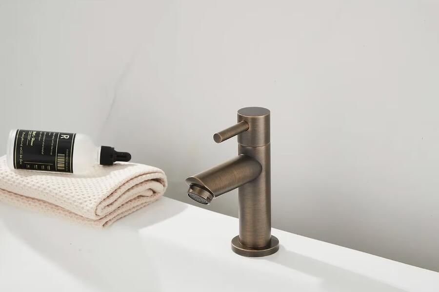 SaniClear Fonteinkraan Antique | Opbouw | Koudwater kraan | Standaard model | 1-hendel | Rond | Verouderd messing - Foto 2