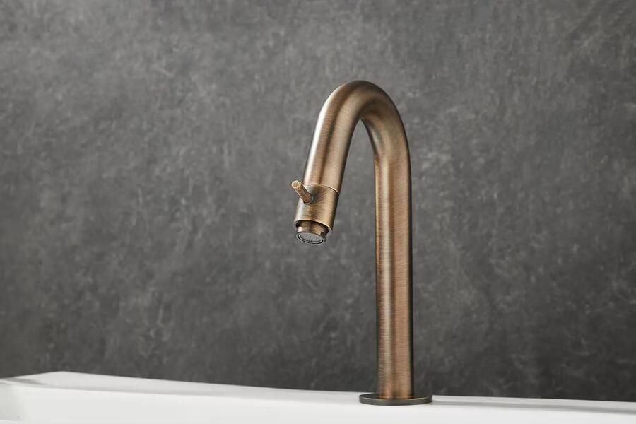 SaniClear Fonteinkraan Antique | Opbouw | Koudwater kraan | Standaard model | 1-knop | Rond | Verouderd messing - Foto 2