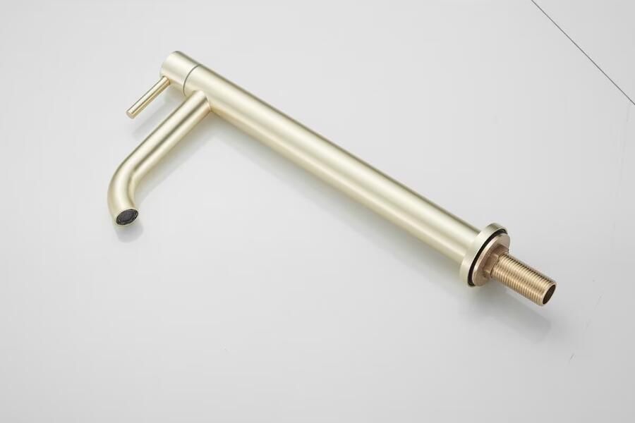 SaniClear Fonteinkraan Brass | Opbouw | Koudwater kraan | Hoog model | 1-hendel | Rond | Geborsteld messing mat goud - Foto 3