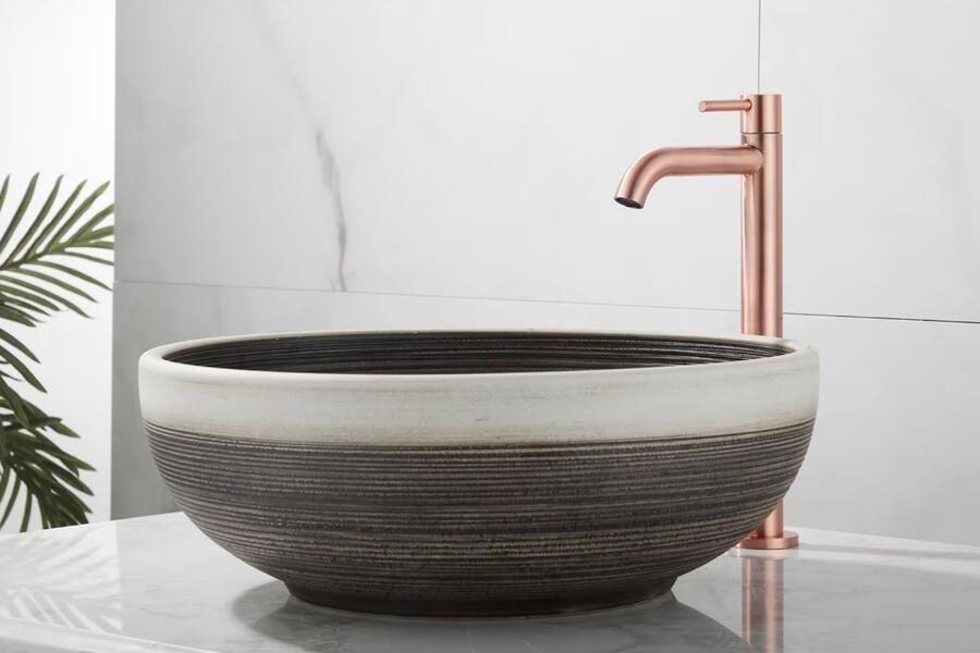 SaniClear Fonteinkraan Copper | Opbouw | Koudwater kraan | Hoog model | 1-hendel | Rond | Geborsteld koper - Foto 3