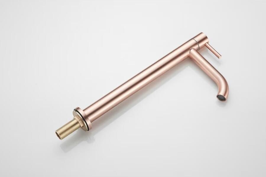 SaniClear Fonteinkraan Copper | Opbouw | Koudwater kraan | Hoog model | 1-hendel | Rond | Geborsteld koper - Foto 2