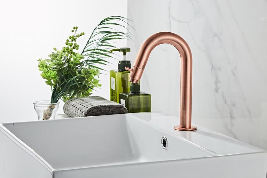 SaniClear Fonteinkraan Copper | Opbouw | Koudwater kraan | Standaard model | 1-knop | Rond | Geborsteld koper - Foto 3