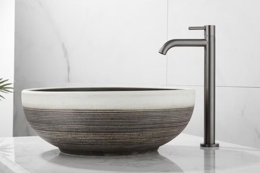 SaniClear Fonteinkraan Iron | Opbouw | Koudwater kraan | Hoog model | 1-hendel | Rond | Verouderd ijzer Gunmetal - Foto 3