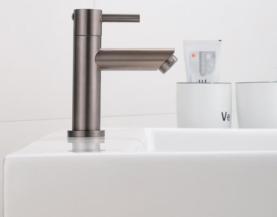 SaniClear Fonteinkraan Iron | Opbouw | Koudwater kraan | Standaard model | 1-hendel | Rond | Verouderd ijzer Gunmetal